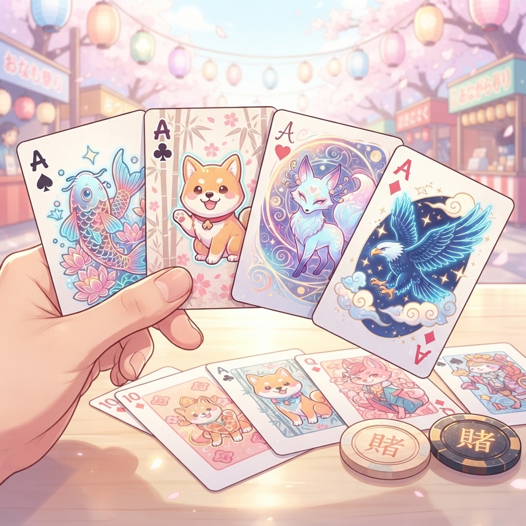 Show a spread of the 4 aces, create 2 other cool animals in the other…